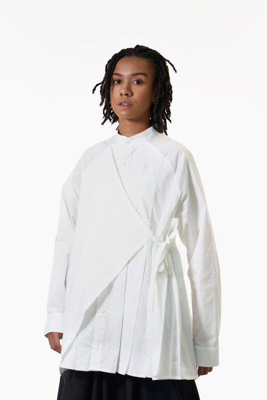Women's Pleated Shirt in White
