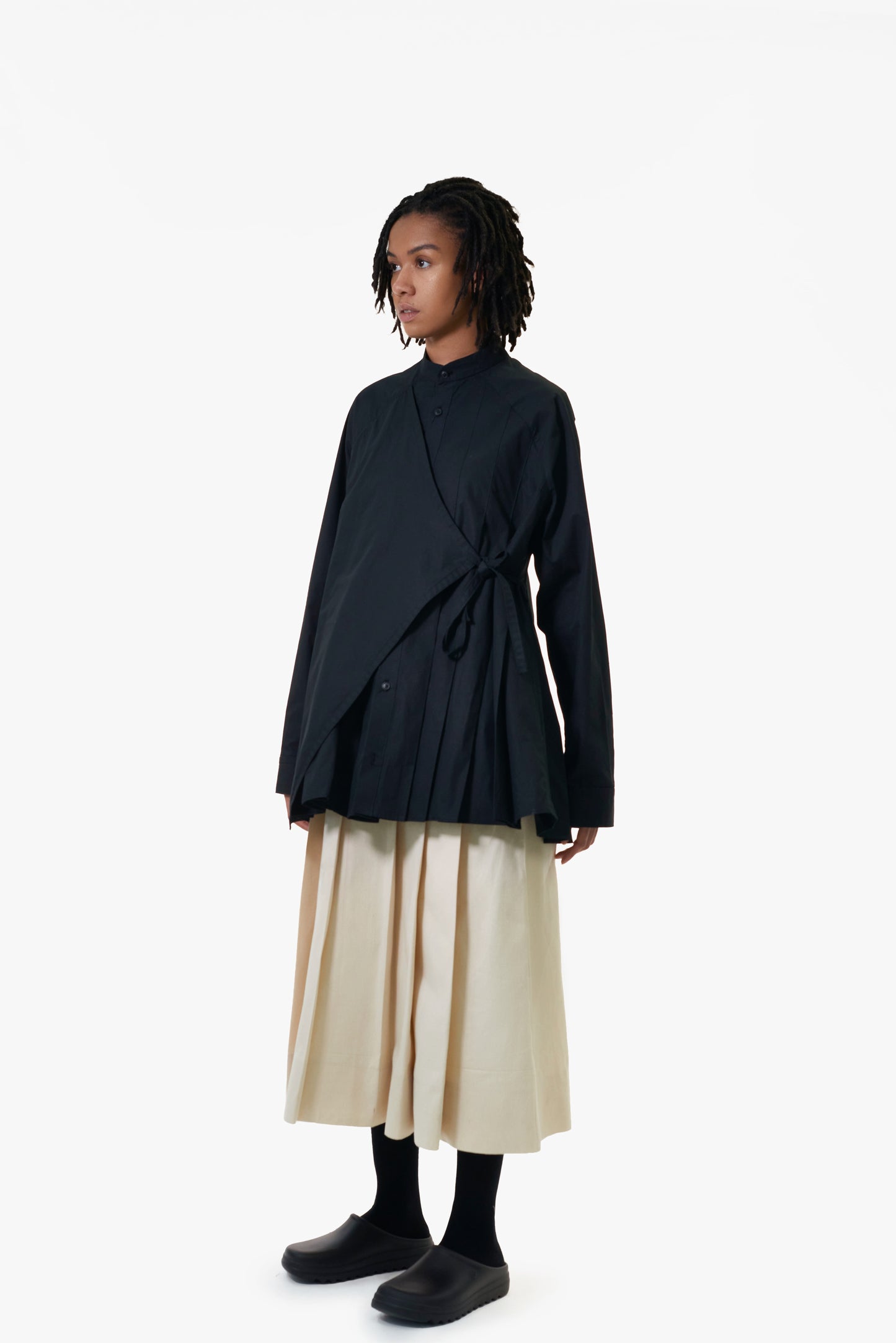 Women's Pleated Shirt in Black