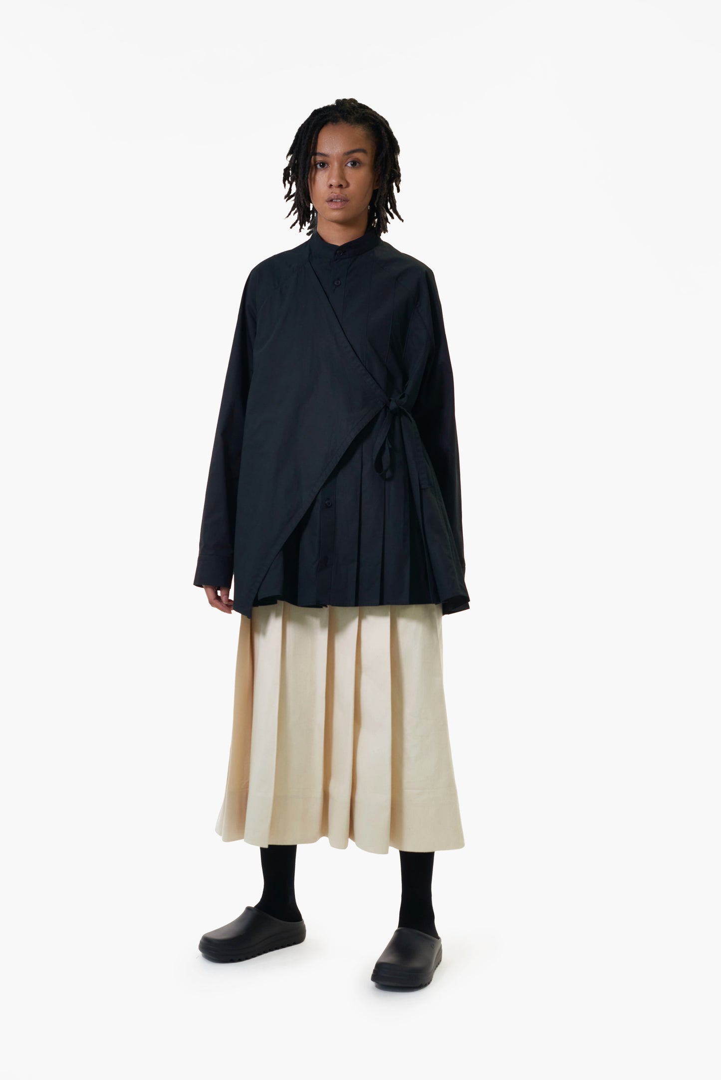 Women's Pleated Shirt in Black